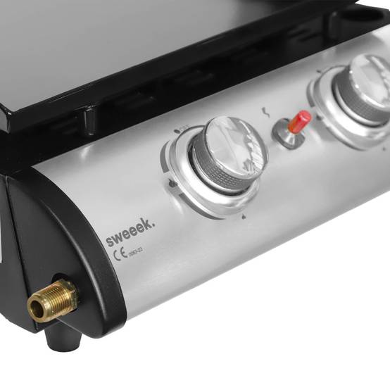 sweeek - Plancha au gaz 2 brûleurs - Porthos - 5 kW. barbecue. cuisine extérieure. plaque émaillée. inox | sweeek - Image 5