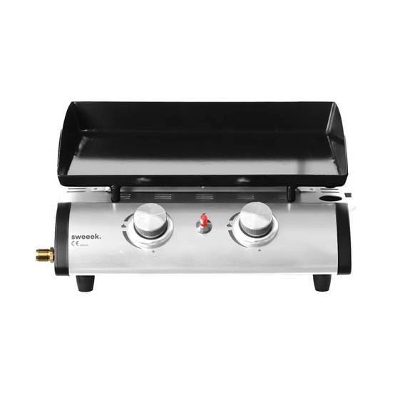 sweeek - Plancha au gaz 2 brûleurs - Porthos - 5 kW. barbecue. cuisine extérieure. plaque émaillée. inox | sweeek - Image 2