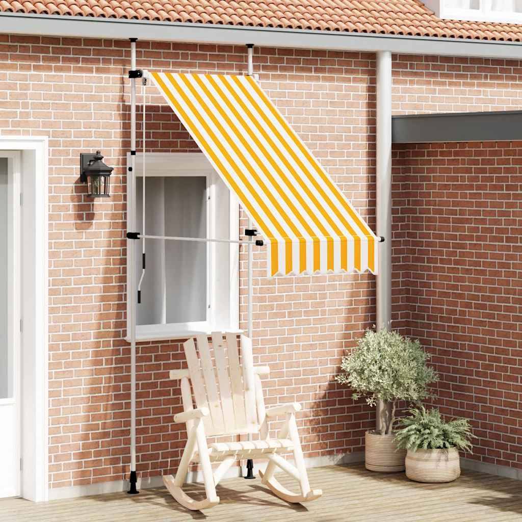 ComfortXL - Auvent de Terrasse sans Perçage Manuel Rétractable Hauteur Réglable Rayé Orange Blanc 100x120 cm – ComfortXL Outdoor Living - Image 1