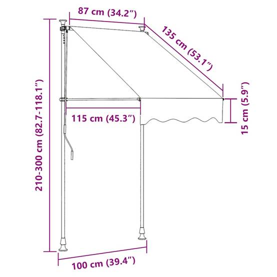 ComfortXL - Auvent de Terrasse sans Perçage Manuel Rétractable Hauteur Réglable Rayé Orange Blanc 100x120 cm – ComfortXL Outdoor Living - Image 8