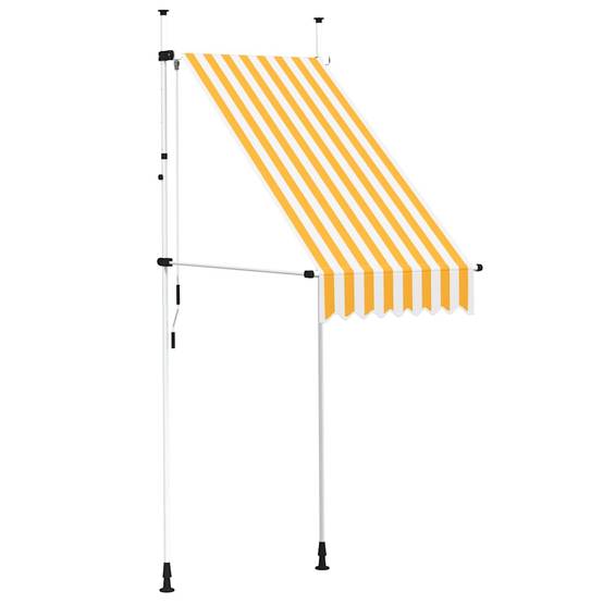 ComfortXL - Auvent de Terrasse sans Perçage Manuel Rétractable Hauteur Réglable Rayé Orange Blanc 100x120 cm – ComfortXL Outdoor Living - Image 2