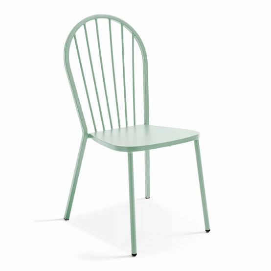Oviala - Ensemble table ronde et 2 chaises de jardin en métal vert sauge Palavas - Oviala - Imagen 6