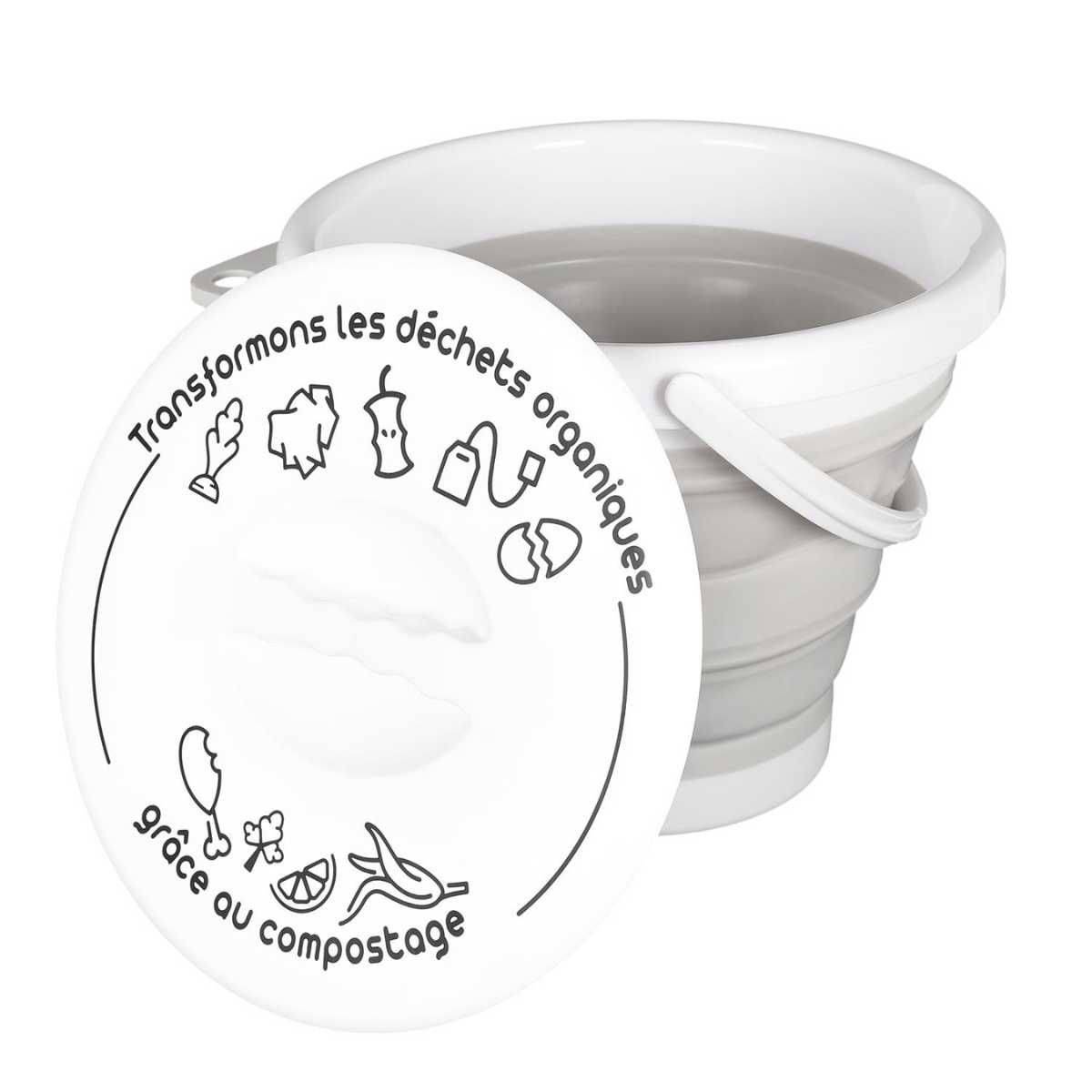 Seau à Compost Pliable 5L avec Anse et Couvercle - DAMIR - Image 5