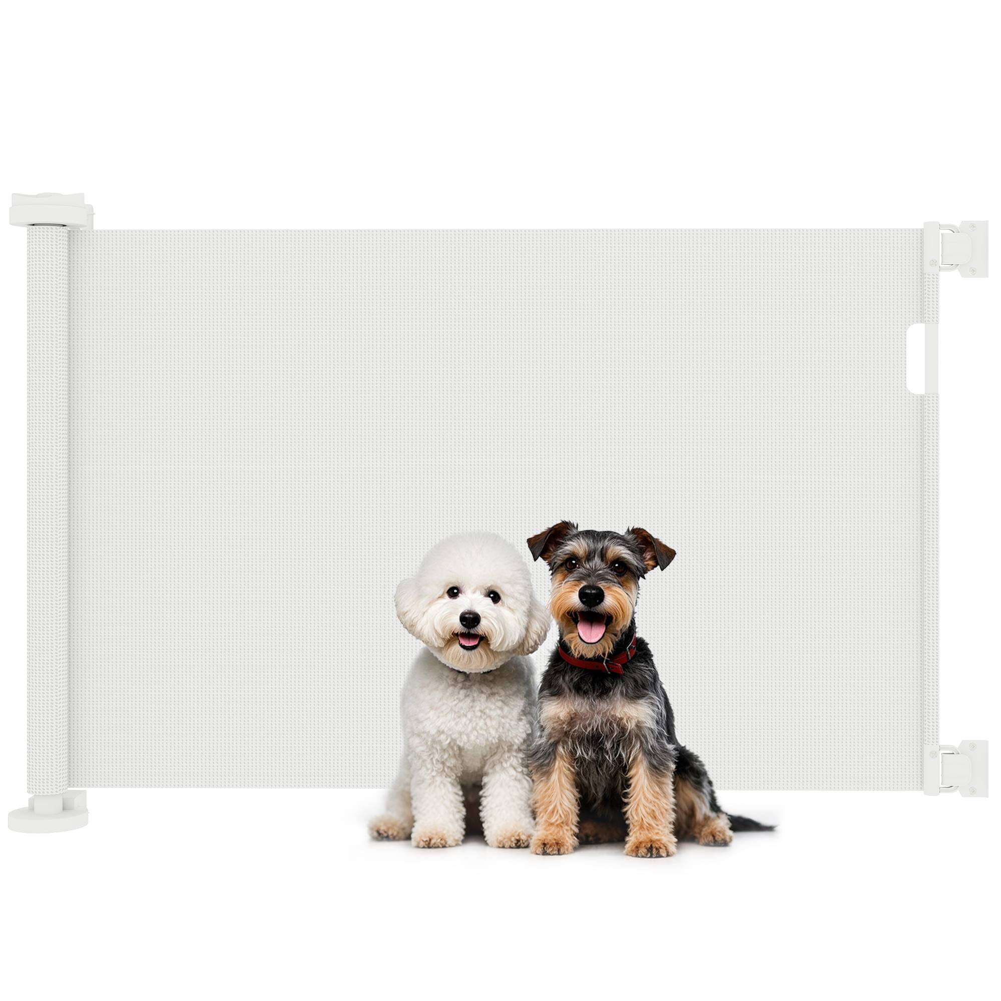Barrière de sécurité escalier extensible 0-136 cm, 87 cm haut, pour animaux, 142x10x87 cm, blanc - Image 1