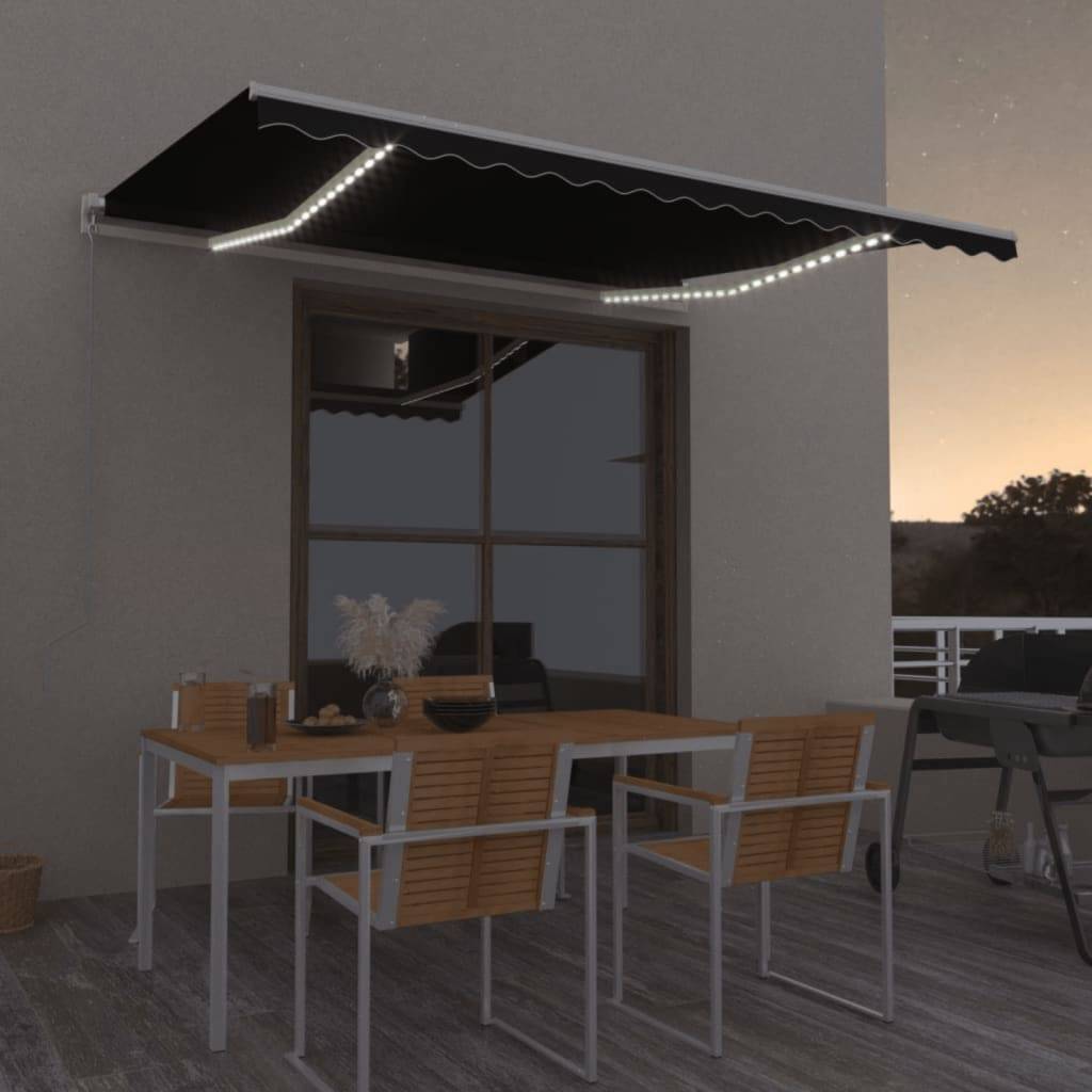 Auvent manuel aluminium terrasse avec LED solaire 400x300cm anthracite - ComfortXL Outdoor Living - Image 1
