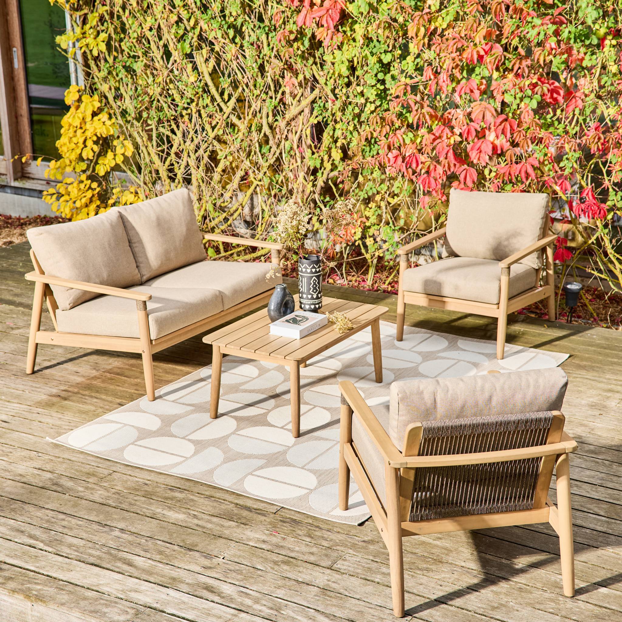 sweeek - Salon de jardin bois d'acacia et cordes 4 places naturel - Lazuli | sweeek - Image 3