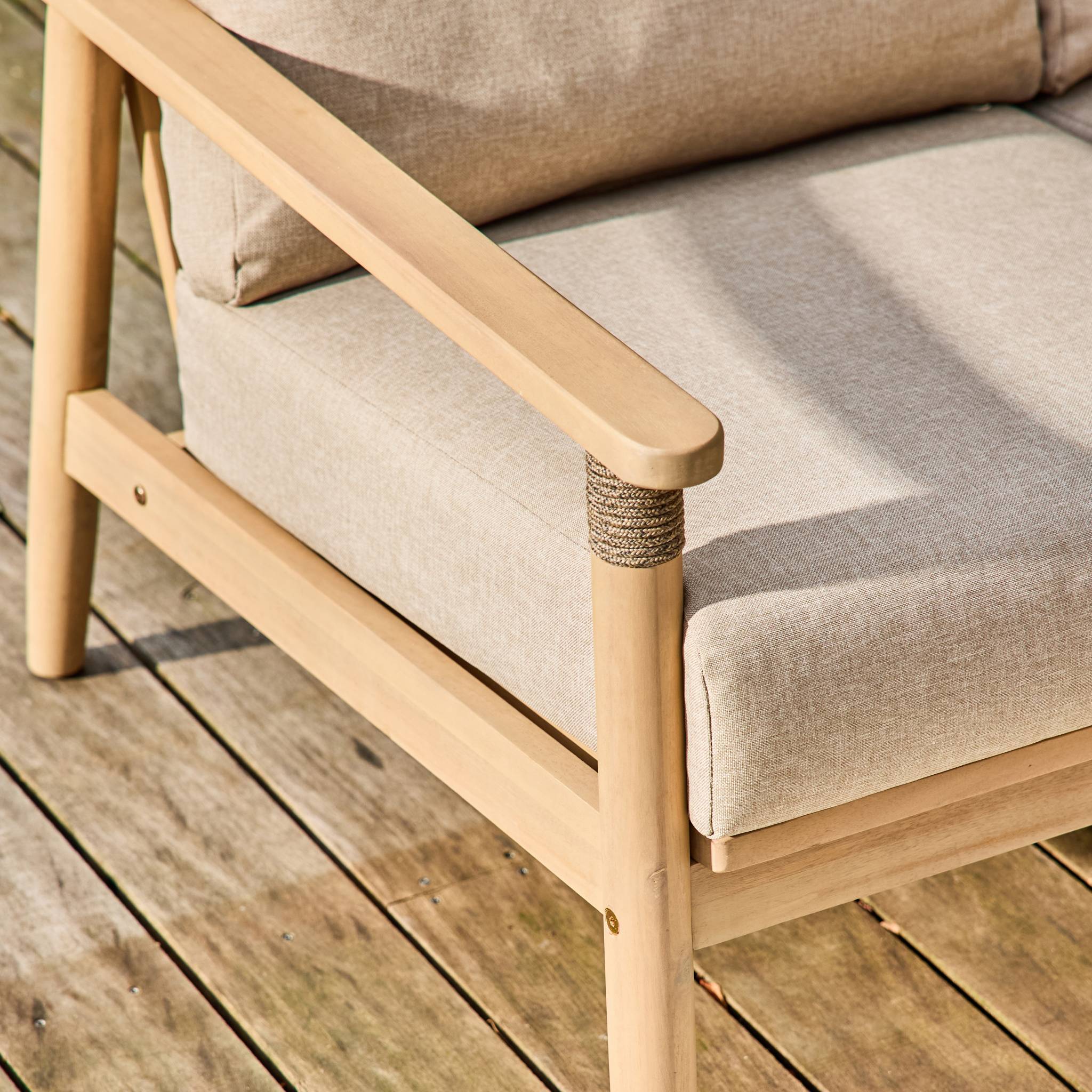 sweeek - Salon de jardin bois d'acacia et cordes 4 places naturel - Lazuli | sweeek - Image 6