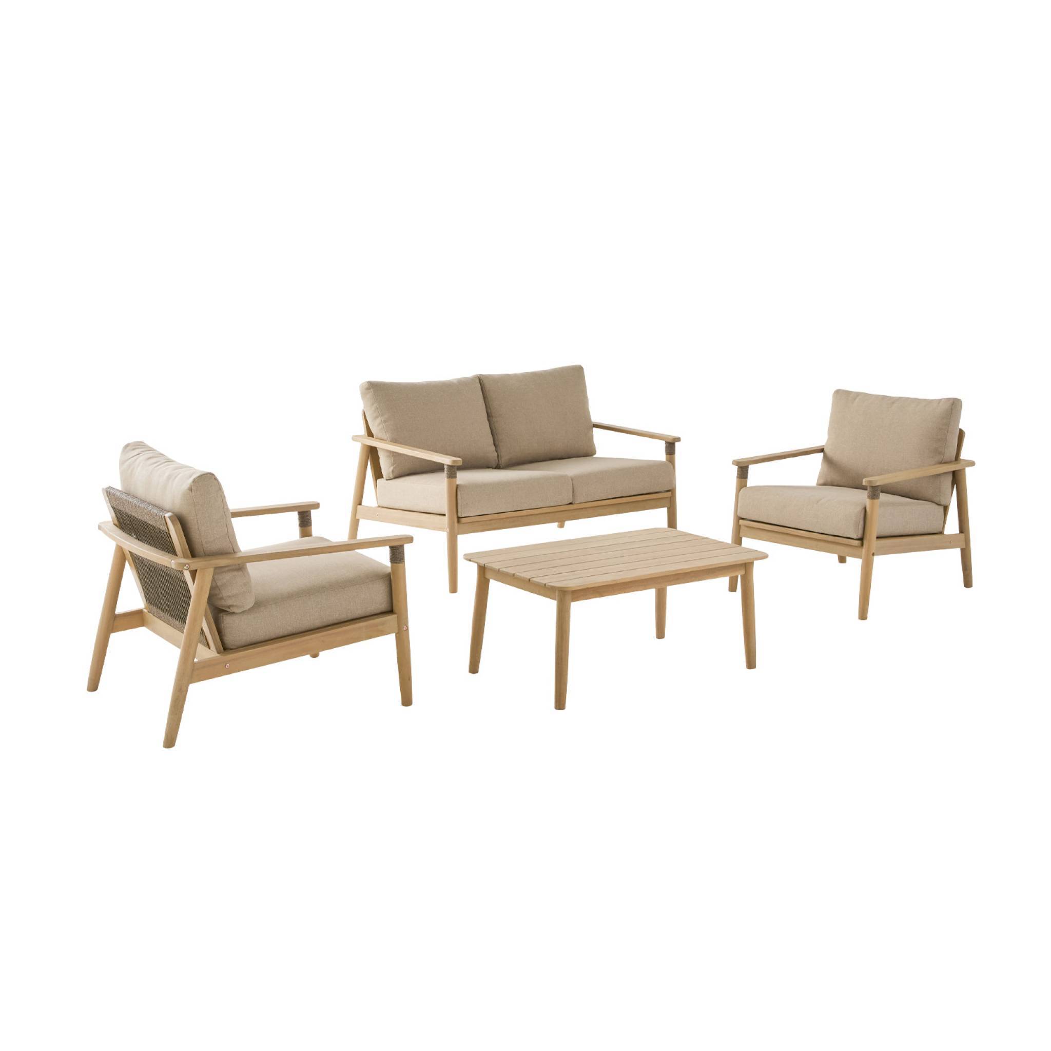 sweeek - Salon de jardin bois d'acacia et cordes 4 places naturel - Lazuli | sweeek - Image 2