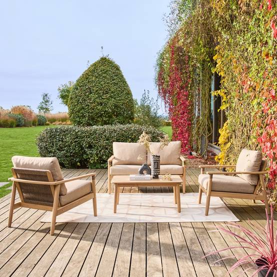 sweeek - Salon de jardin bois d'acacia et cordes 4 places naturel - Lazuli | sweeek - Image 1