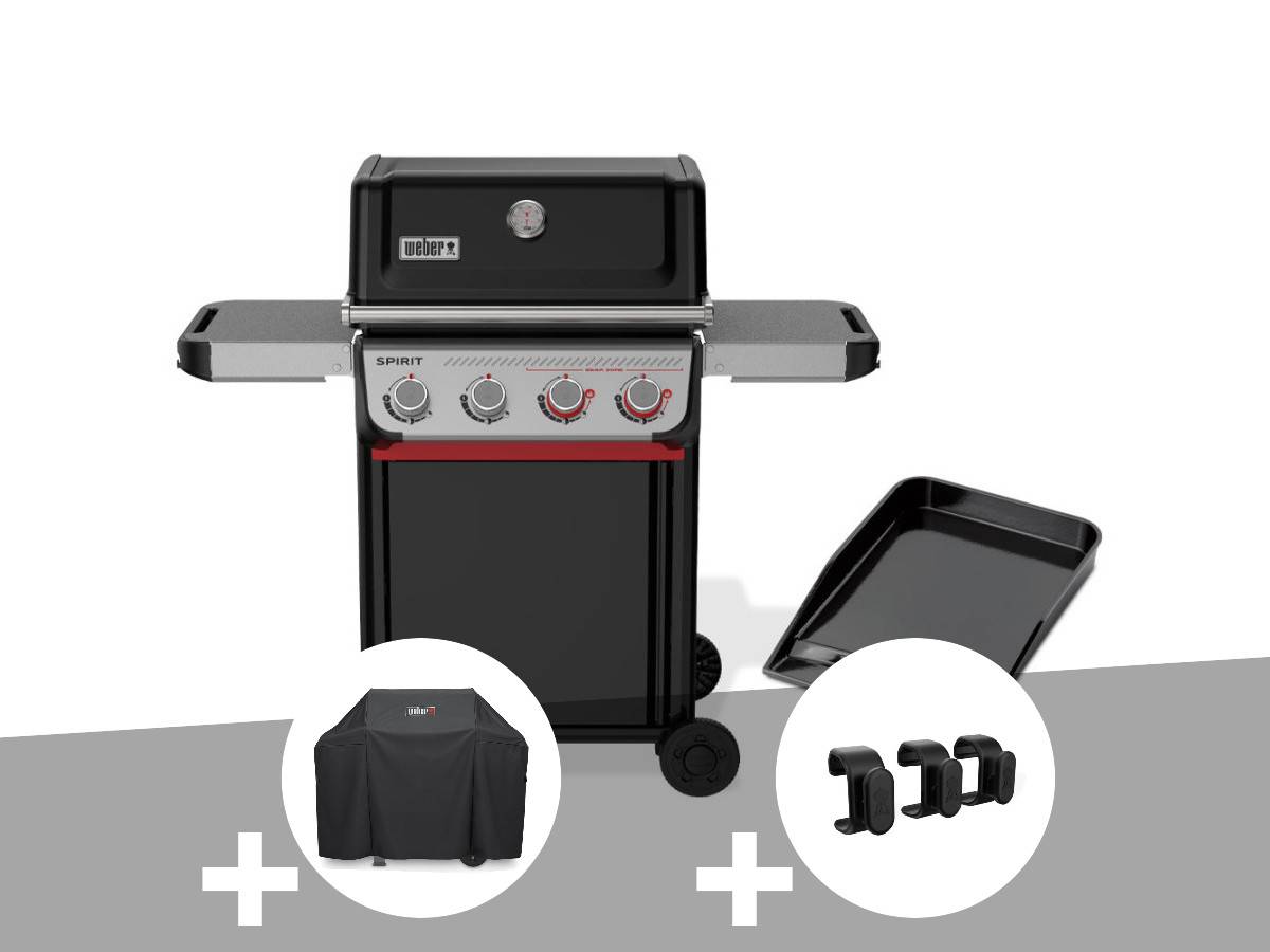 Weber - Barbecue à gaz Spirit E-425 mix plancha émaillée + Housse + Crochets pour accessoires  - Weber
