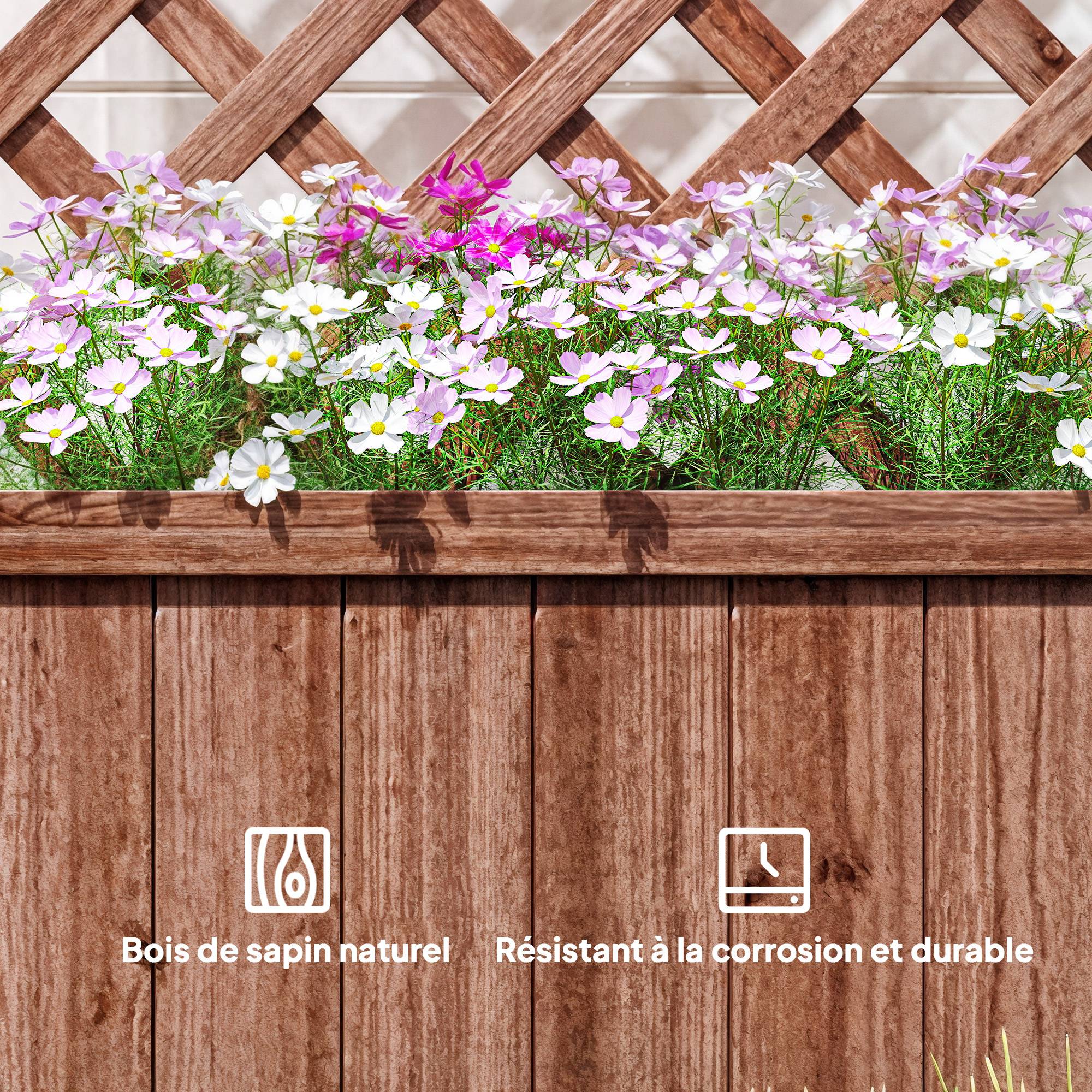 Outsunny - Jardinière avec Treillis sur Pied 72.5x31.5x149.5cm bac à fleurs inserts irrigation inclus bois sapin pré-huilé - Outsunny - Image 7