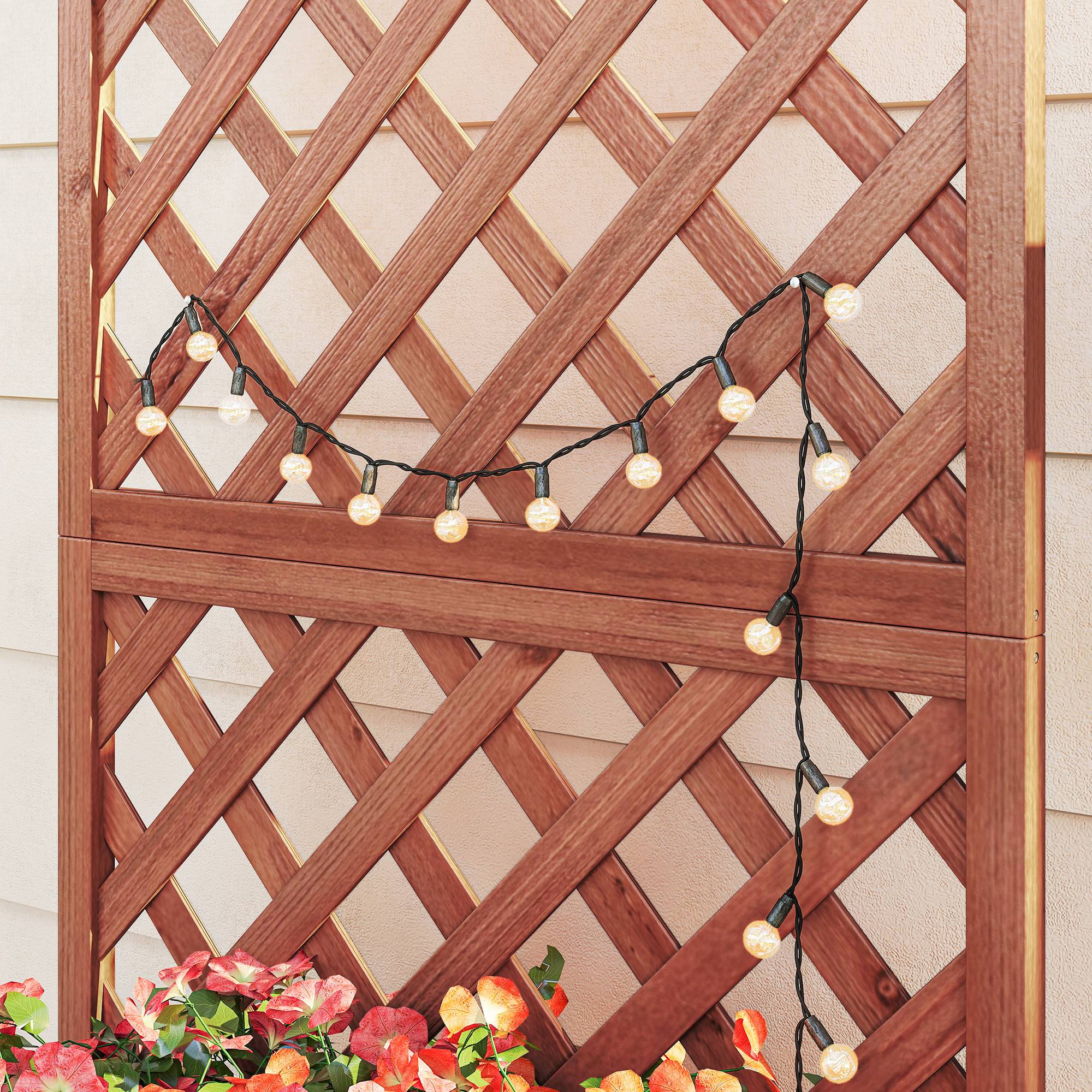 Outsunny - Jardinière avec Treillis sur Pied 72.5x31.5x149.5cm bac à fleurs inserts irrigation inclus bois sapin pré-huilé - Outsunny - Image 8