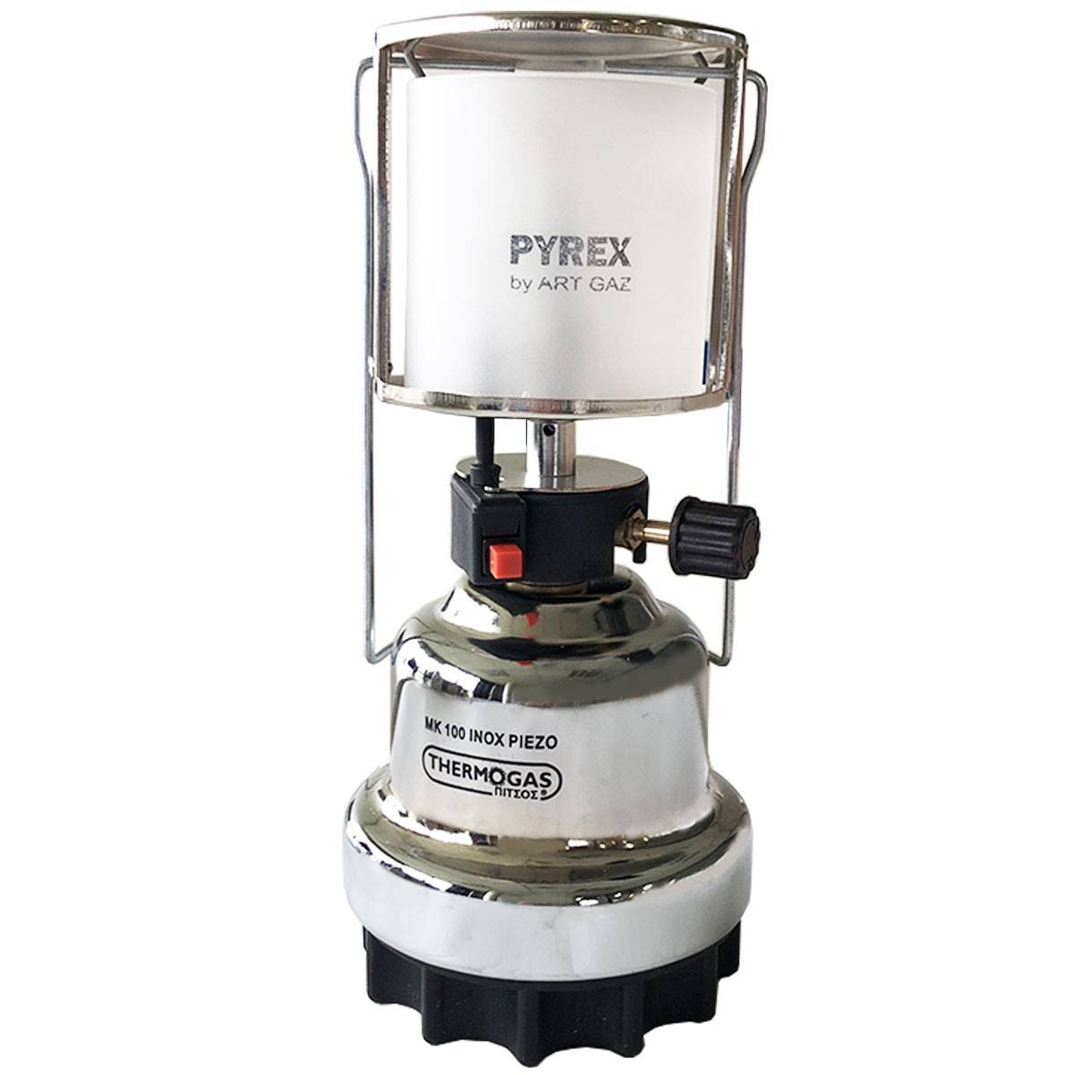 Lampe à gaz piezo 140W Coque Inox Verre Pyrex pour cartouche gaz 190g Lanterne camping CAMPER GAZ - Imagen 1