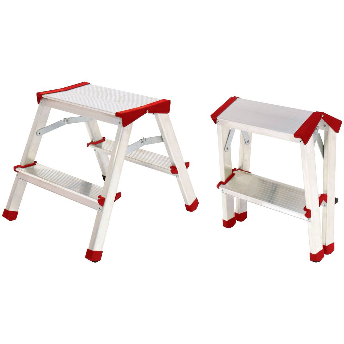 Escabeau 2 marches Marche-pied Aluminium Charge 125 kg Pliable Pieds anti-dérapants BRIXO - Imagen 3