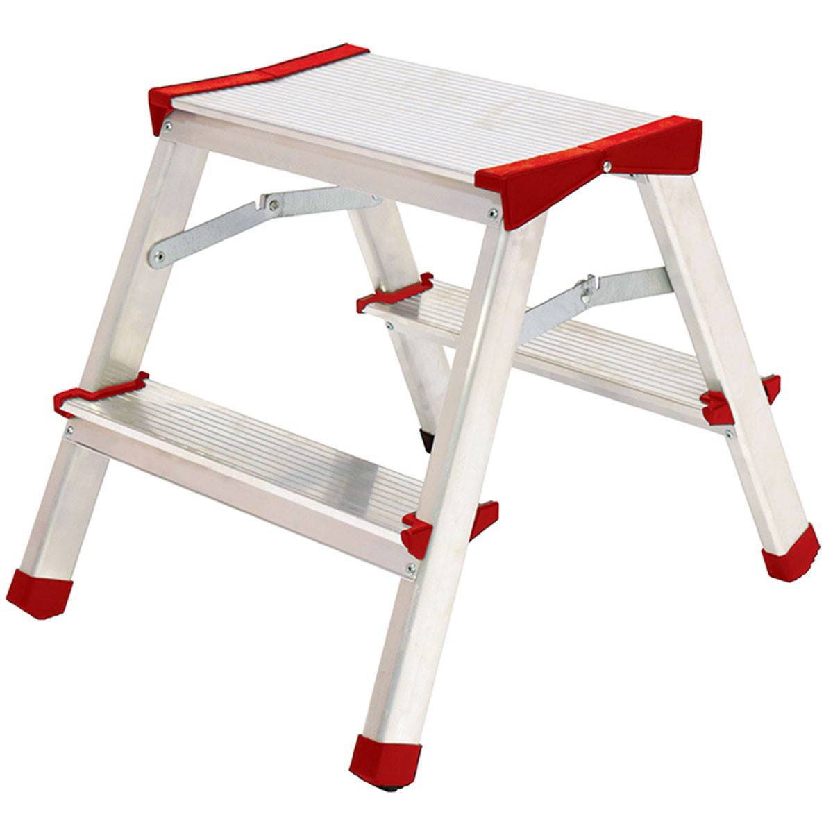 Escabeau 2 marches Marche-pied Aluminium Charge 125 kg Pliable Pieds anti-dérapants BRIXO - Imagen 1