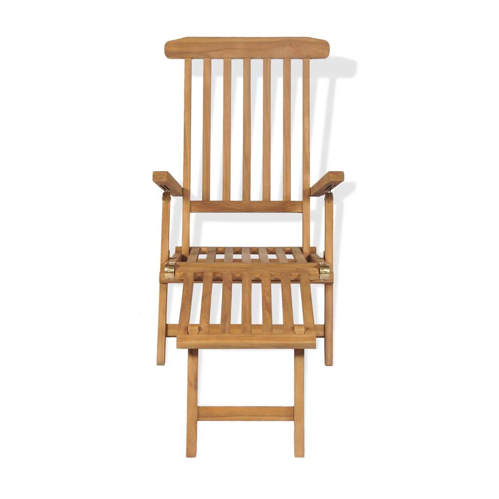Helloshop26 - Transat chaise longue bain de soleil lit de jardin terrasse meuble d'extérieur avec repose-pied bois de teck solide - Imagen 2