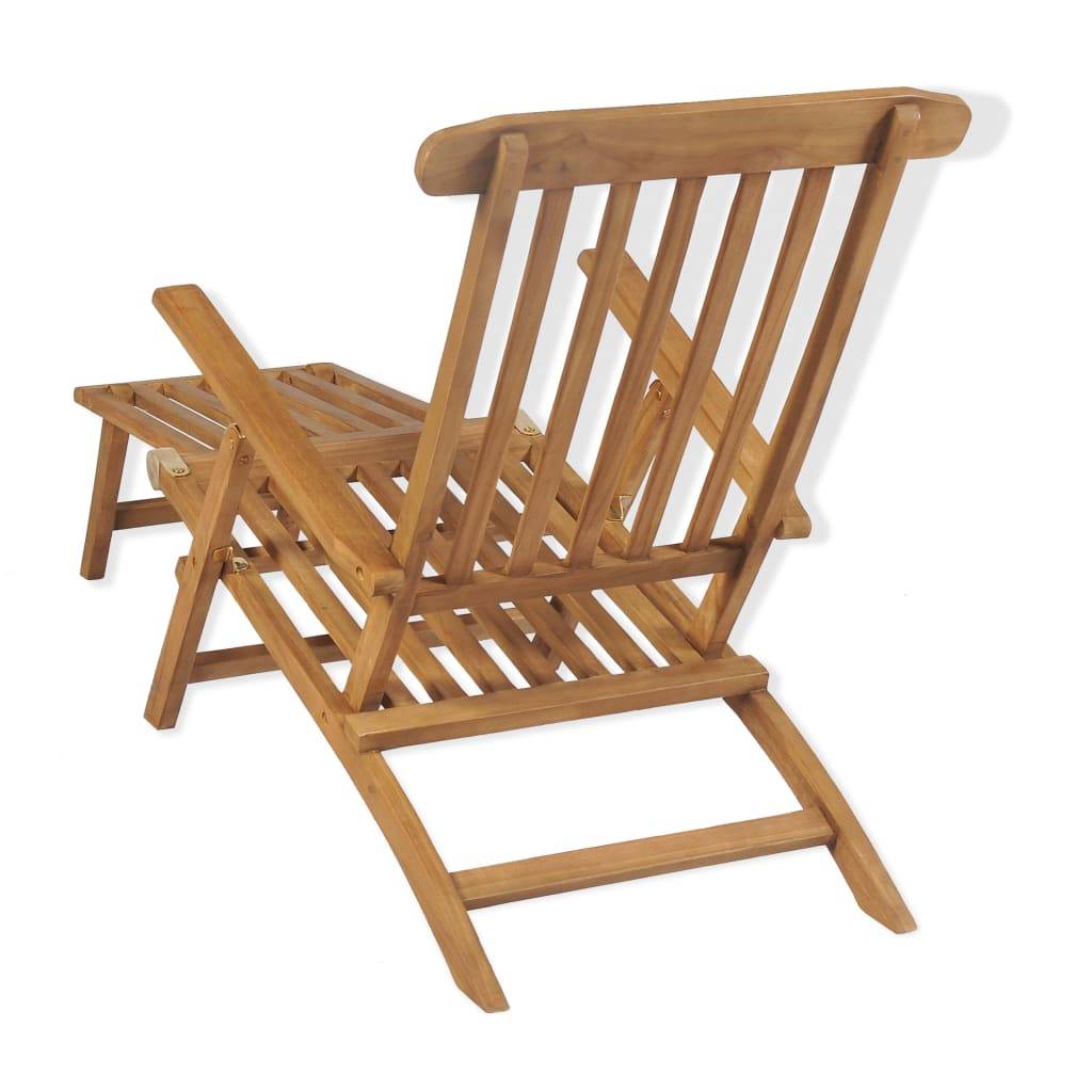 Helloshop26 - Transat chaise longue bain de soleil lit de jardin terrasse meuble d'extérieur avec repose-pied bois de teck solide - Imagen 4