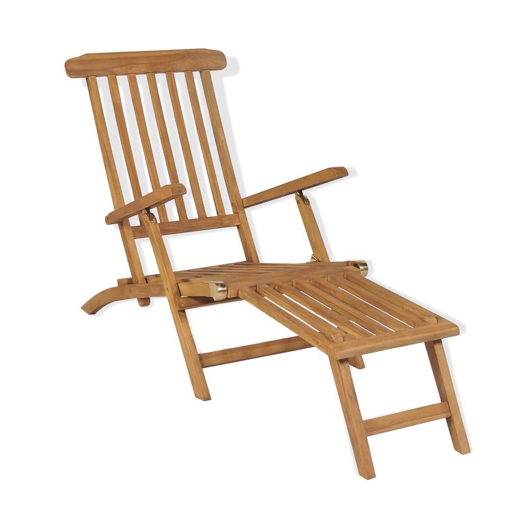 Helloshop26 - Transat chaise longue bain de soleil lit de jardin terrasse meuble d'extérieur avec repose-pied bois de teck solide - Imagen 1