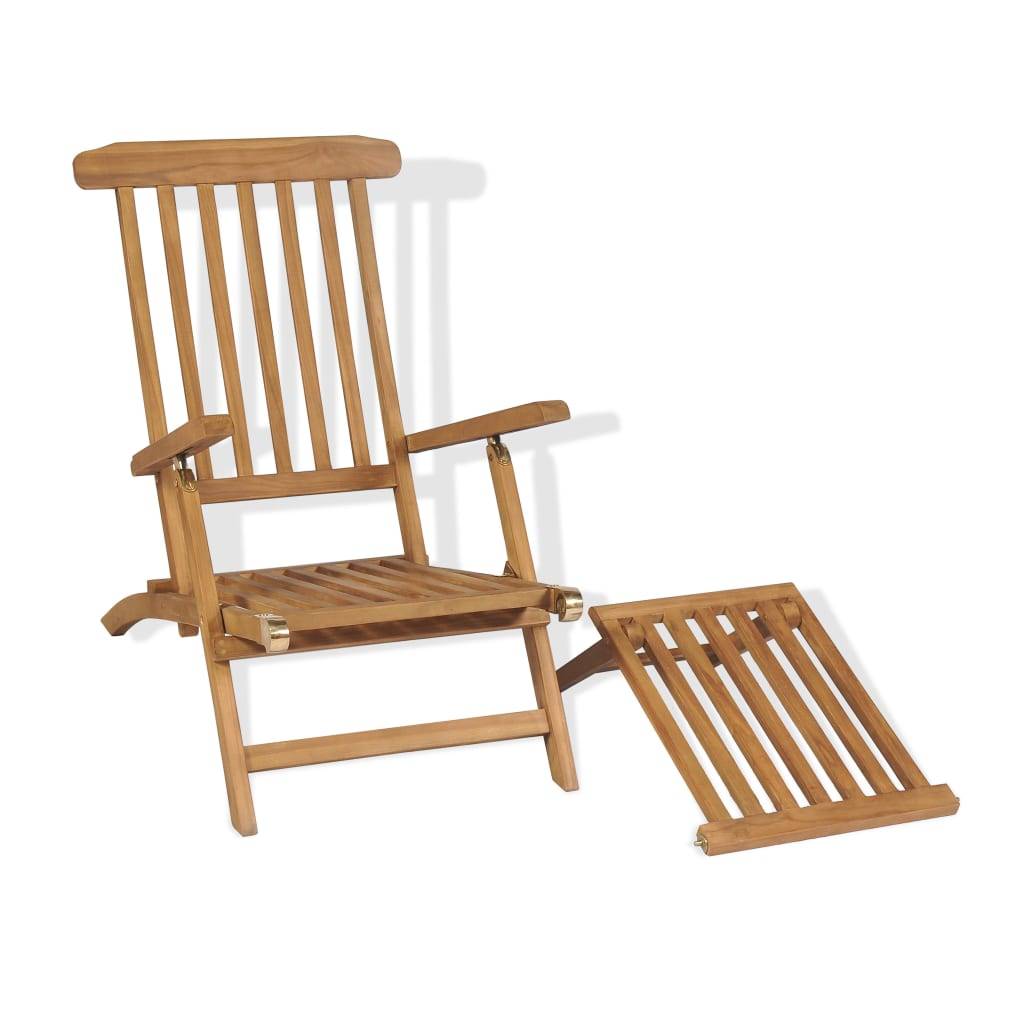 Helloshop26 - Transat chaise longue bain de soleil lit de jardin terrasse meuble d'extérieur avec repose-pied bois de teck solide - Imagen 6