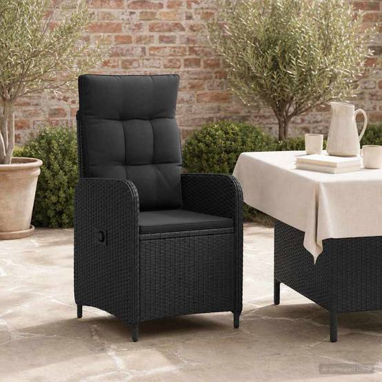 Chaise de jardin inclinable polyrotin noir 57 x 63 x 94 cm - PANGIVO - Image 3