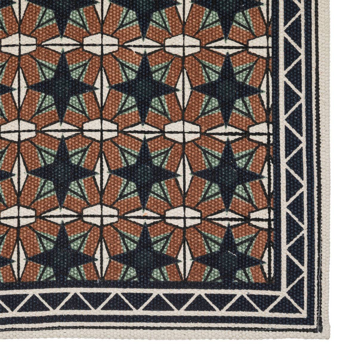 Tapis décoratif en Coton Bleu Camel et Ivoire 60 x 90 cm - Imagen 2