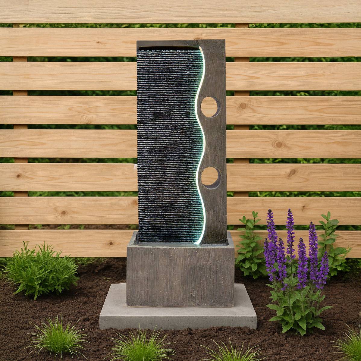 Monstershop - Fontaine de Jardin Harmony Falls Avec Éclairage LED Blanc Chaud & Brosse à Nettoyage - Image 3