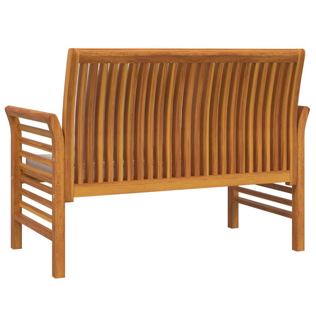 Helloshop26 - Banc de jardin meuble de patio d'extérieur terrasse canapé avec coussins blanc crème 120 x 60 x 81 cm bois d'acacia solide - Imagen 5