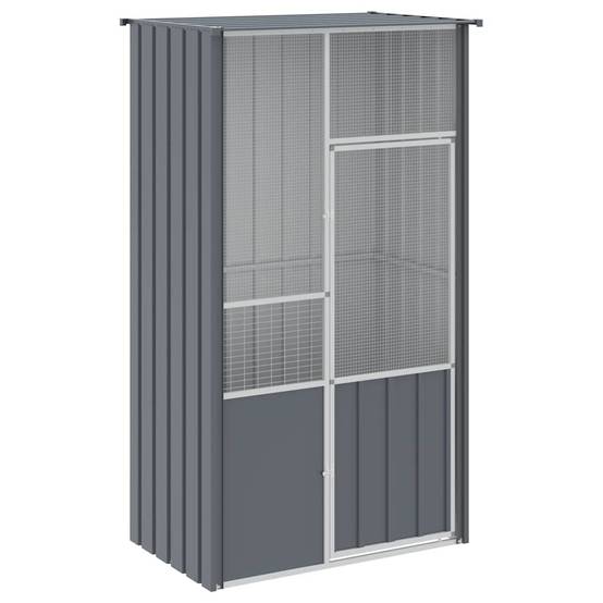 Cage Oiseaux Acier Galvanisé Toit Pointu Sécurité Anthracite 115x78cm - ComfortXL Outdoor Living - Image 2