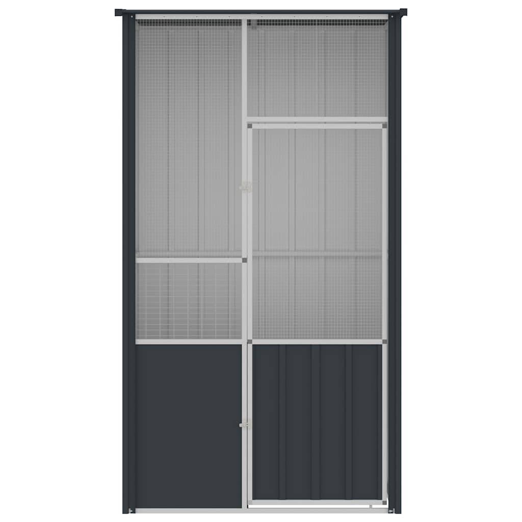 Cage Oiseaux Acier Galvanisé Toit Pointu Sécurité Anthracite 115x78cm - ComfortXL Outdoor Living - Image 6