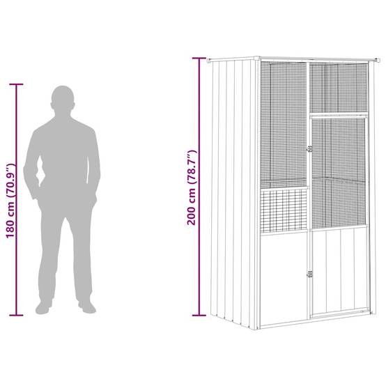 Cage Oiseaux Acier Galvanisé Toit Pointu Sécurité Anthracite 115x78cm - ComfortXL Outdoor Living - Image 7