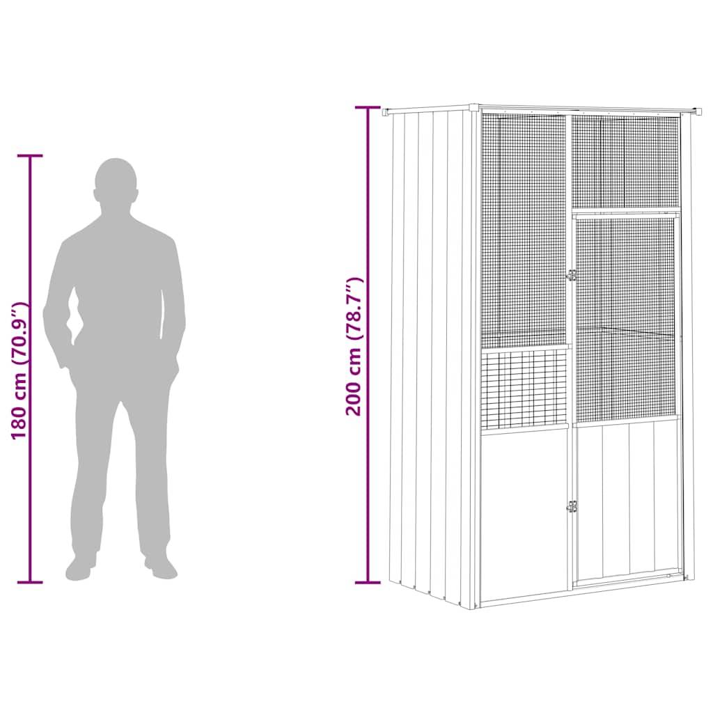 Cage Oiseaux Acier Galvanisé Toit Pointu Sécurité Anthracite 115x78cm - ComfortXL Outdoor Living - Image 7