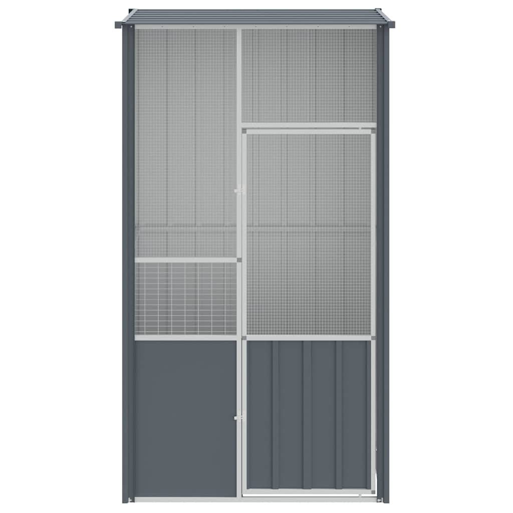 Cage Oiseaux Acier Galvanisé Toit Pointu Sécurité Anthracite 115x78cm - ComfortXL Outdoor Living - Image 3