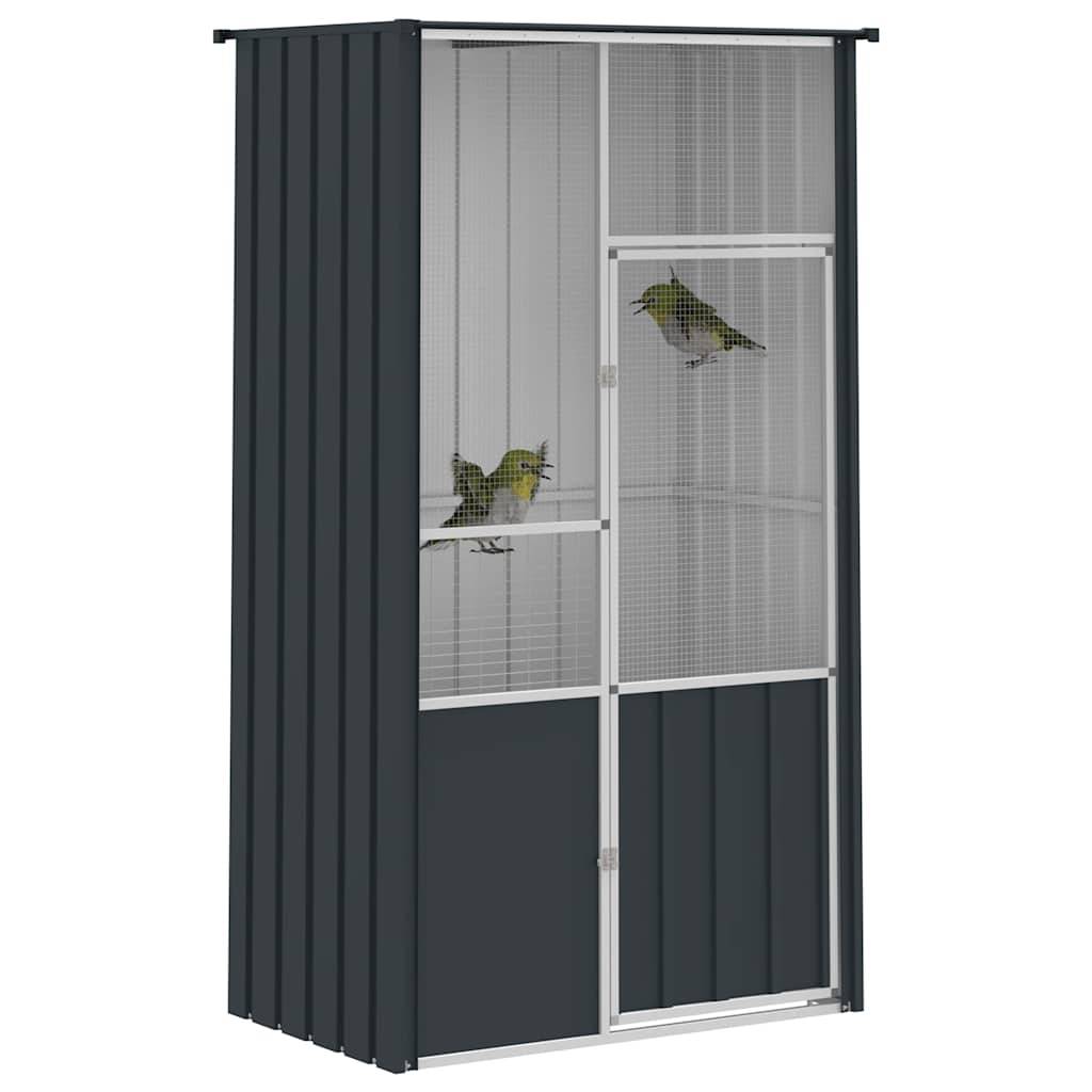 Cage Oiseaux Acier Galvanisé Toit Pointu Sécurité Anthracite 115x78cm - ComfortXL Outdoor Living - Image 5