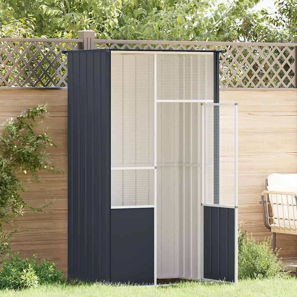 Cage Oiseaux Acier Galvanisé Toit Pointu Sécurité Anthracite 115x78cm - ComfortXL Outdoor Living - Image 1