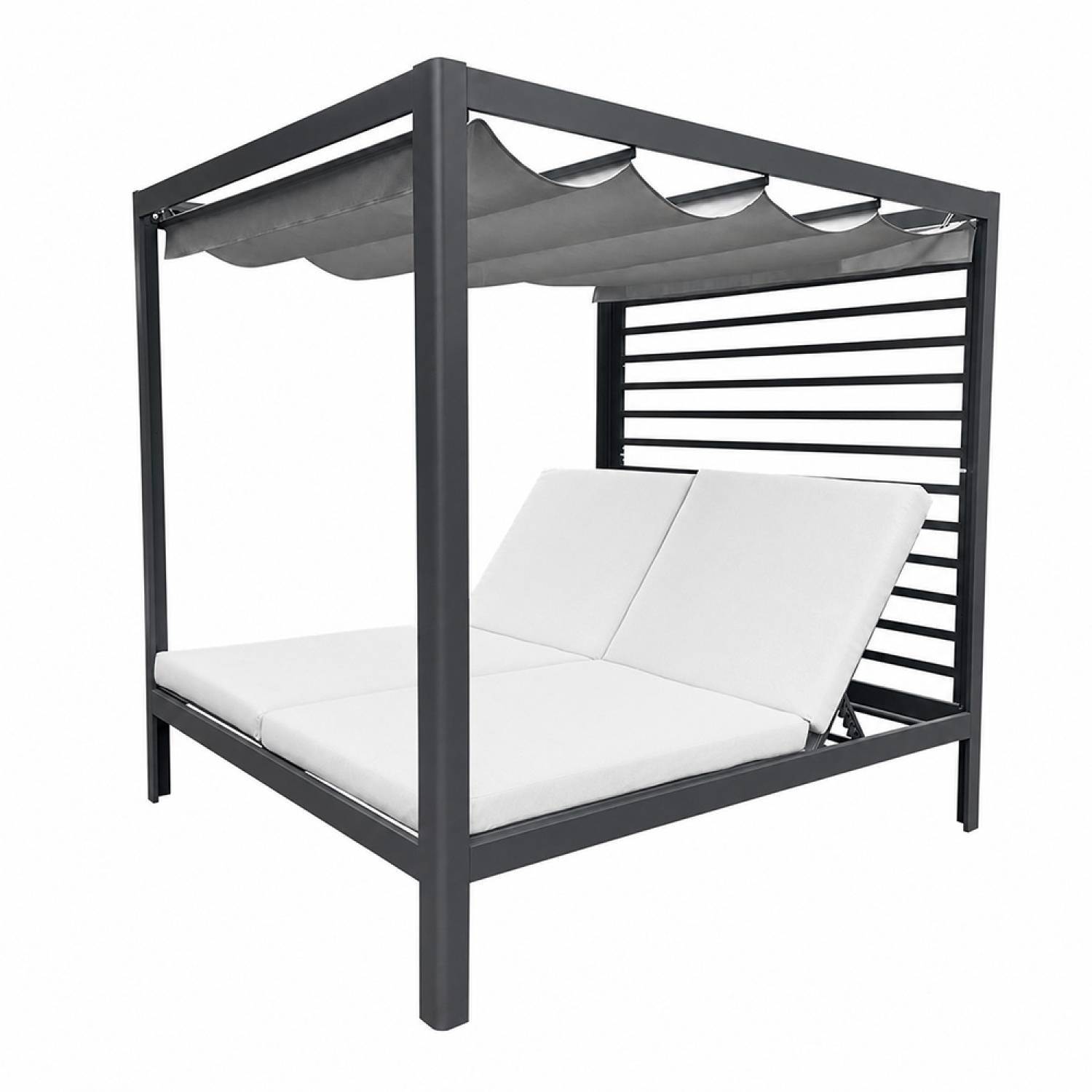 Concept Usine - Lit de jardin 2 places structure aluminium gris foncé MATALA - Image 1