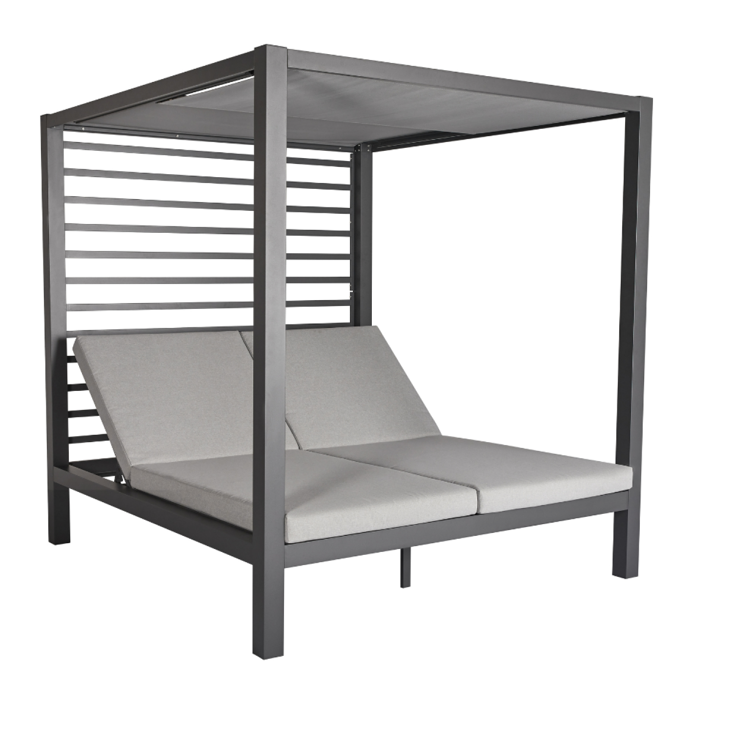 Lit de jardin 2 places structure aluminium gris foncé MATALA - Image 1