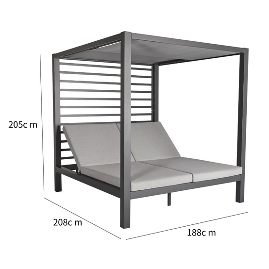 Lit de jardin 2 places structure aluminium gris foncé MATALA - Image 8