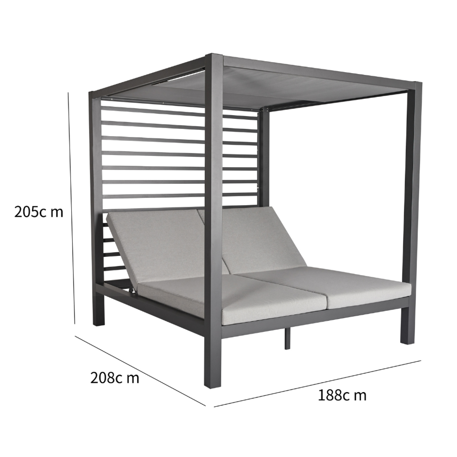 Lit de jardin 2 places structure aluminium gris foncé MATALA - Image 8