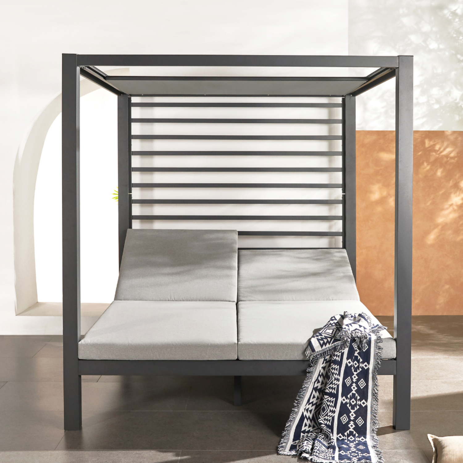 Lit de jardin 2 places structure aluminium gris foncé MATALA - Image 6