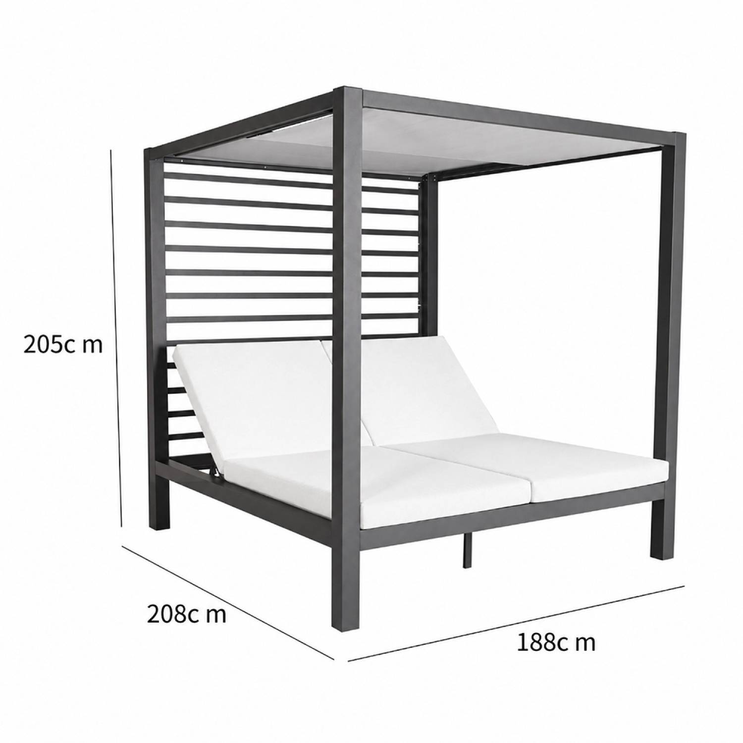 Concept Usine - Lit de jardin 2 places structure aluminium gris foncé MATALA - Image 3