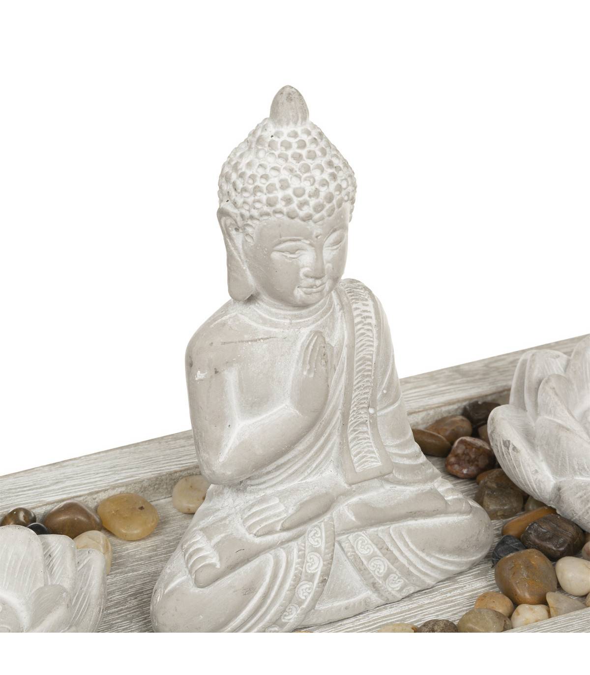 Jardin Zen Bouddha sur un plateau avec 2 Photophores et déco - Imagen 2