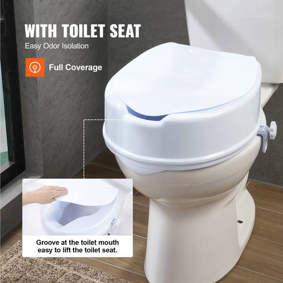Vevor - Rehausseur de toilette universel 150 mm, siège rigide en PP, capacité 136 kg, double verrouillage à vis, installation rapide. - Image 5