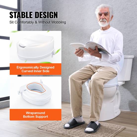 Vevor - Rehausseur de toilette universel 150 mm, siège rigide en PP, capacité 136 kg, double verrouillage à vis, installation rapide. - Image 7