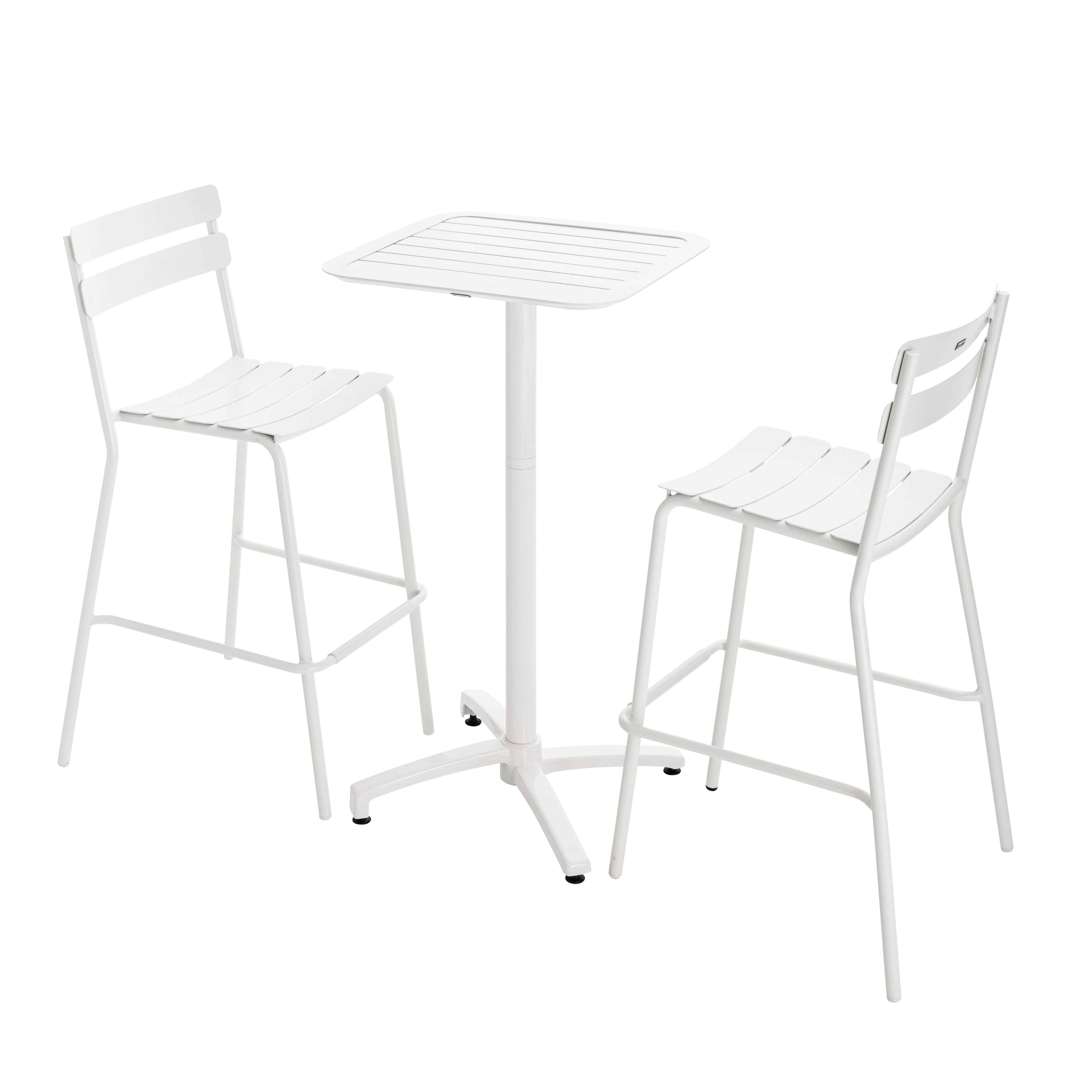 Oviala - Ensemble table haute de terrasse et 2 chaises en aluminium blanc Almada - Oviala - Imagen 1