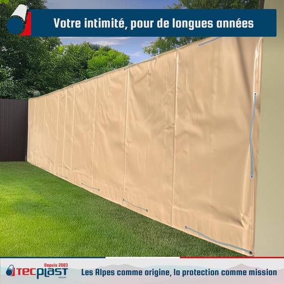 Bâche Brise Vue Beige foncé 4x6 m LP506BV - Garantie 5 ans - Brise vent occultant en PVC - Pare vue jardin TECPLAST - Imagen 2