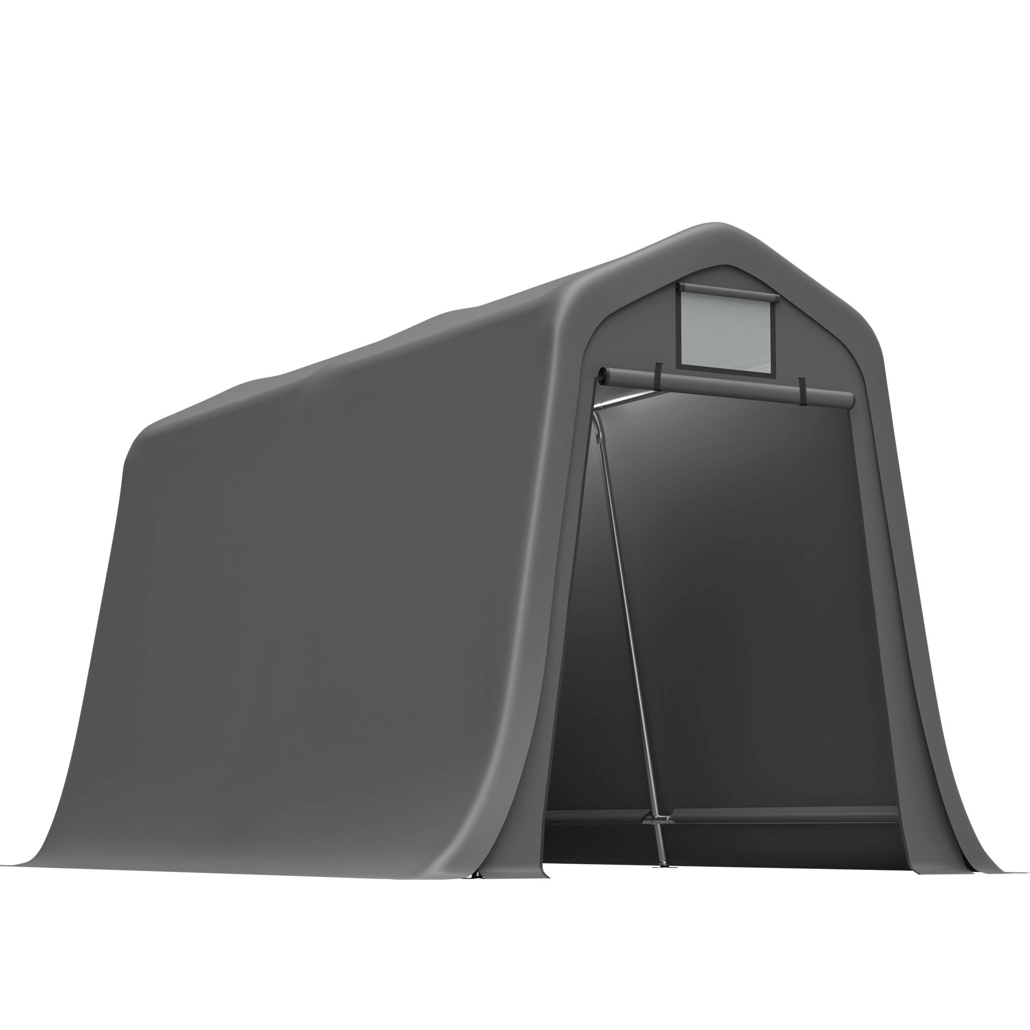 Carport toit en pointe 366×213×225 cm, bâche étanche anti-UV, acier galvanisé gris - Image 6