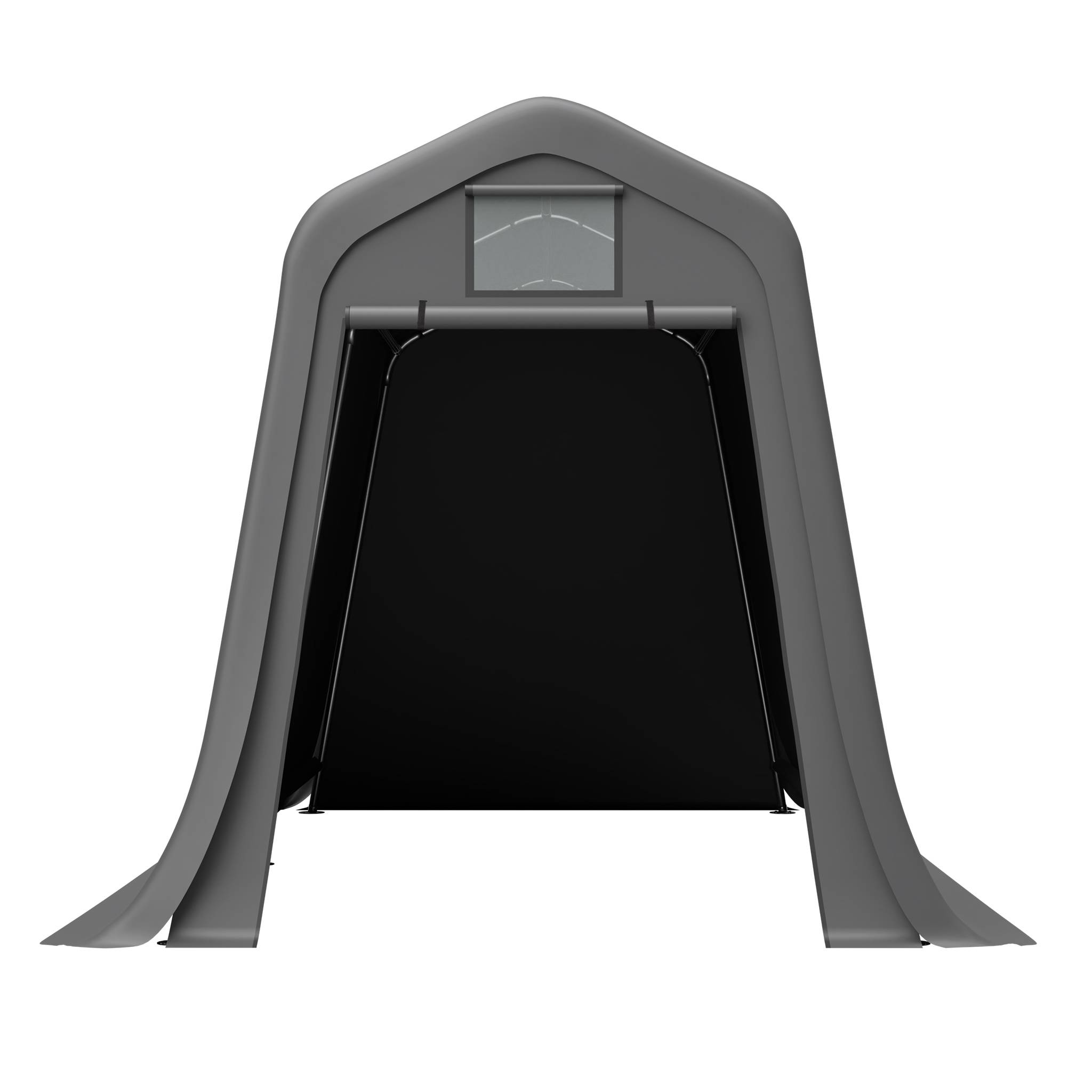 Carport toit en pointe 366×213×225 cm, bâche étanche anti-UV, acier galvanisé gris - Image 7