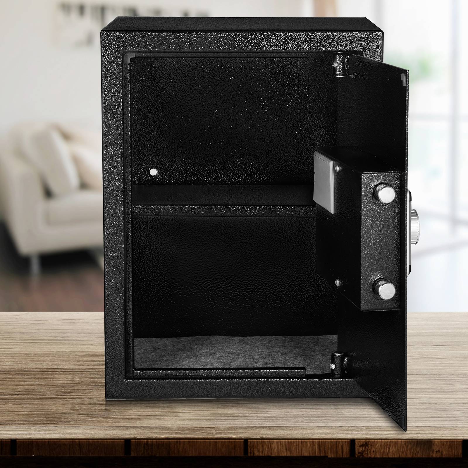 VEVOR Coffre-fort biométrique 60L, empreintes/combi/clés, acier anti-effraction, 4 types, noir. - Image 8