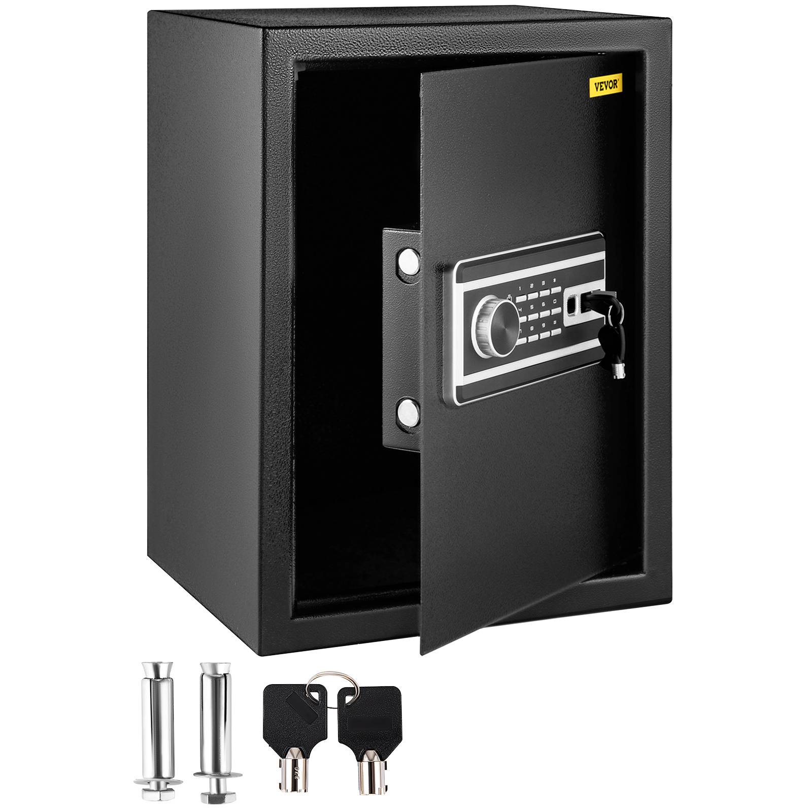 VEVOR Coffre-fort biométrique 60L, empreintes/combi/clés, acier anti-effraction, 4 types, noir. - Image 1