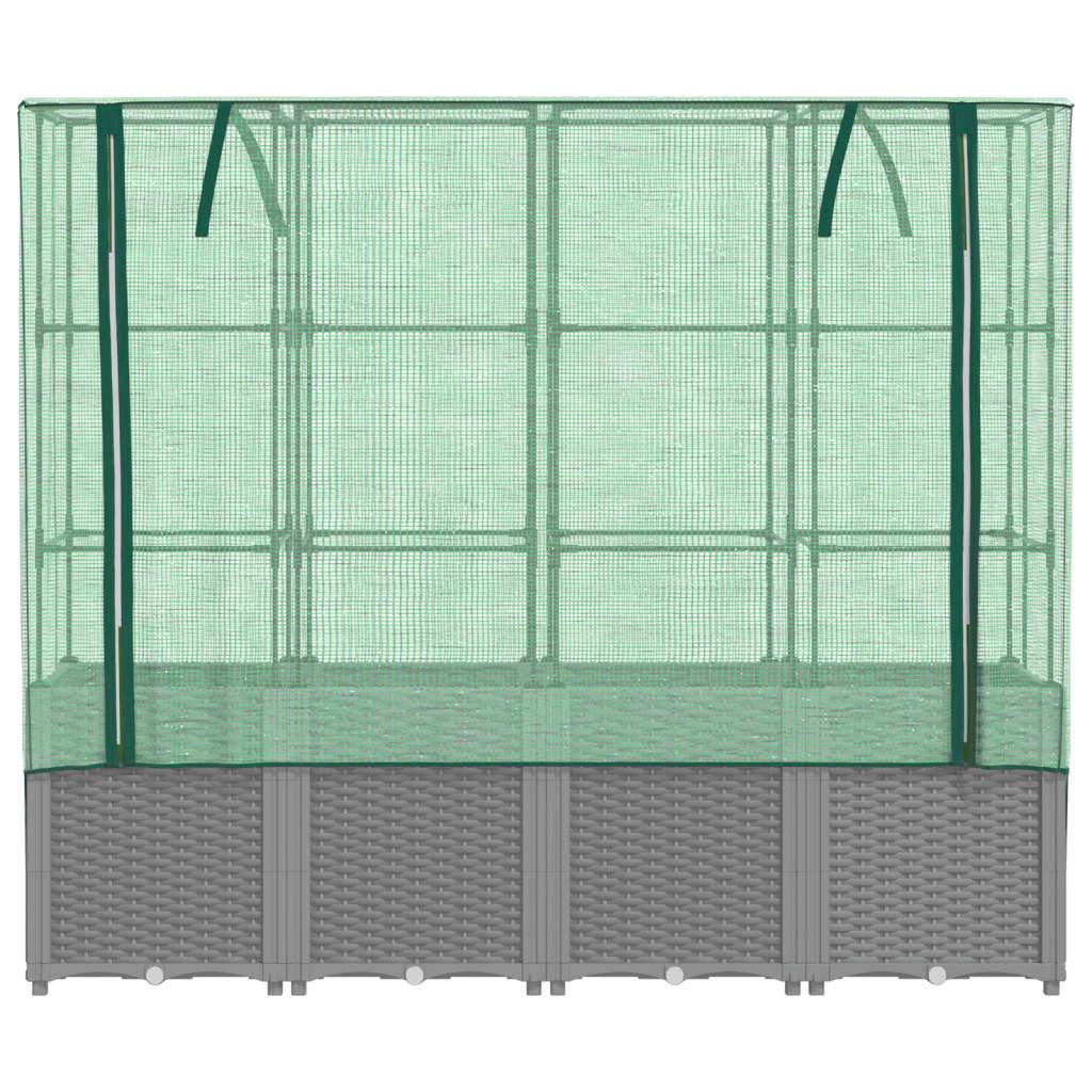 ComfortXL - Très grand bac potager sur pieds 160 cm avec serre haute aspect rotin Gris - ComfortXL Outdoor Living - Image 4